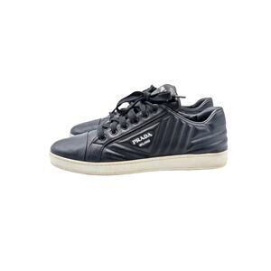 Prada Black Leather Quilted Sneakers Size 39.5